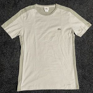 Lacoste green color-block slim fit fine stripe crewneck tshirt